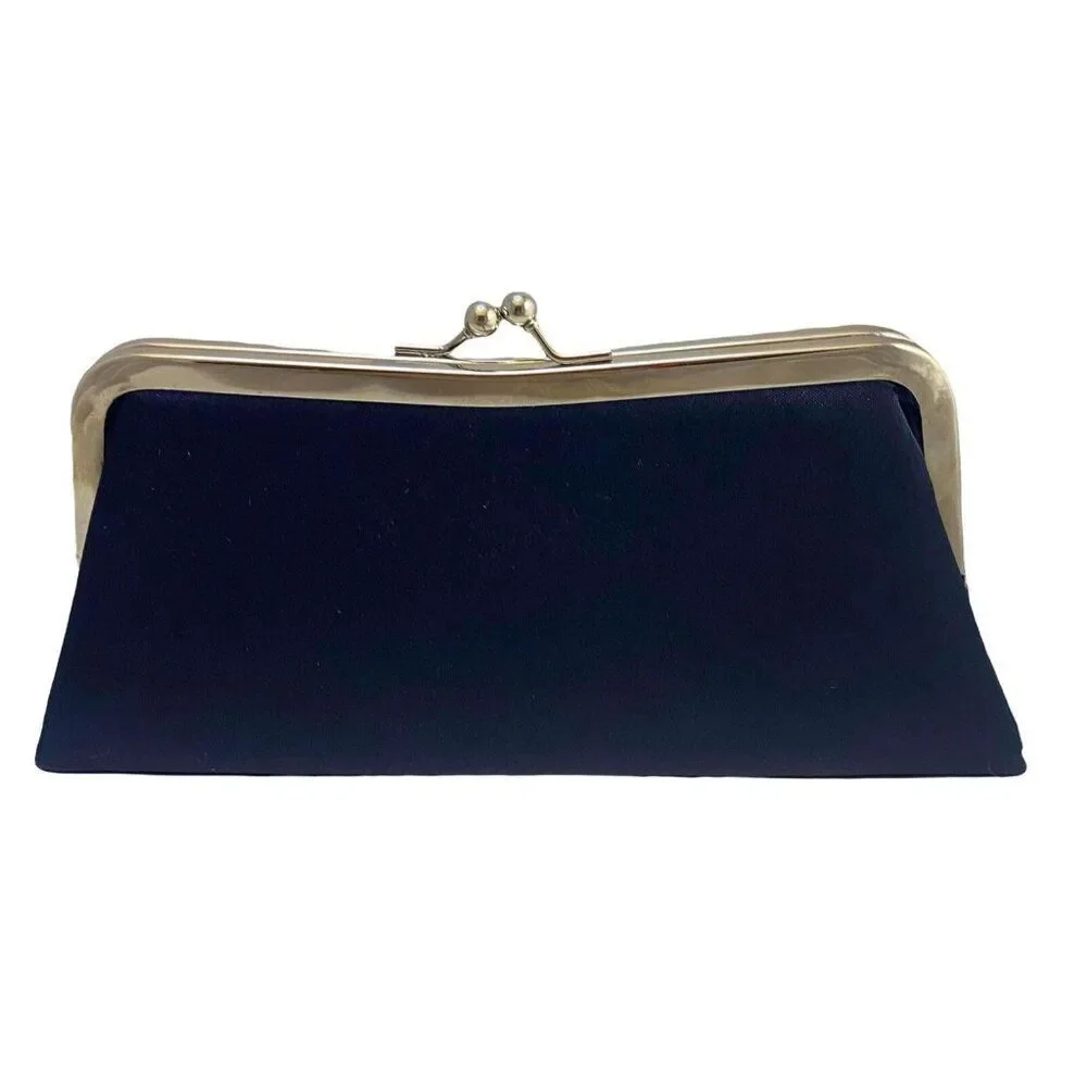 #4666 Bijoux Turner black satin clutch with shoulder strap